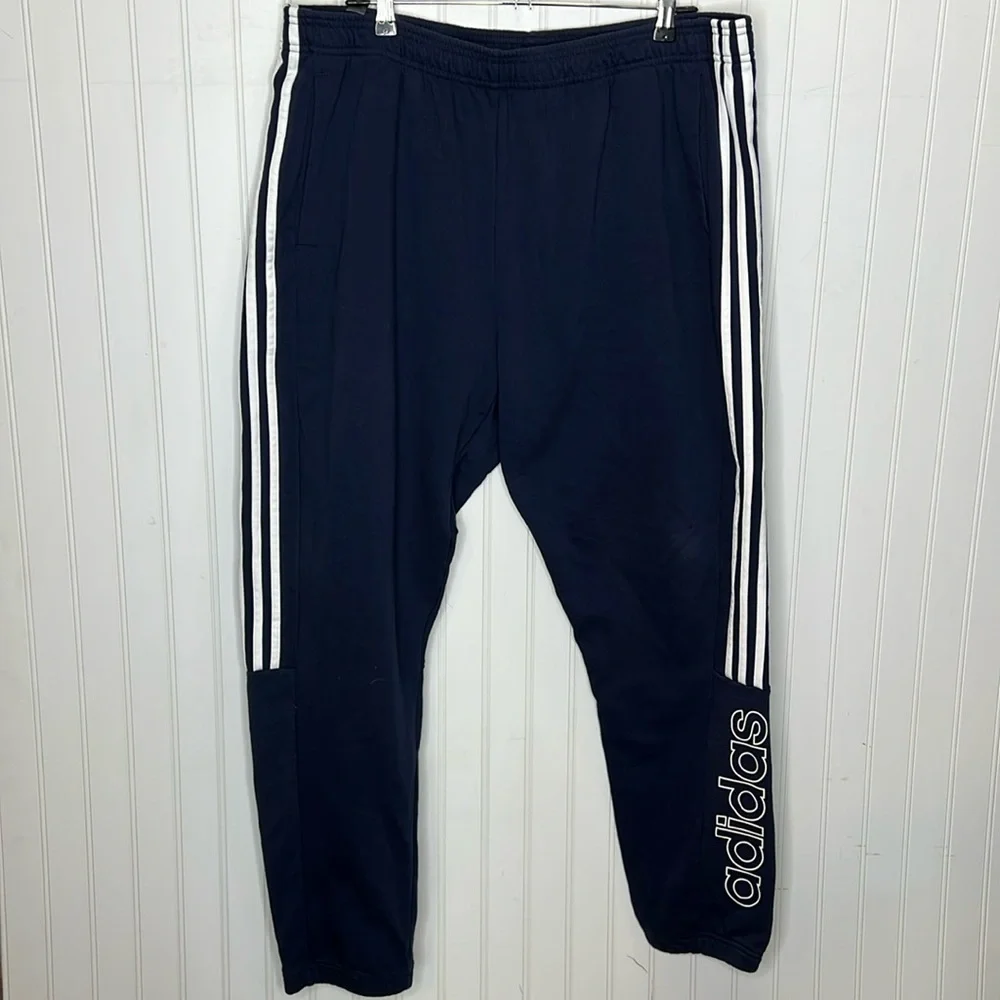 Adidas Navy and White 2XL Joggers